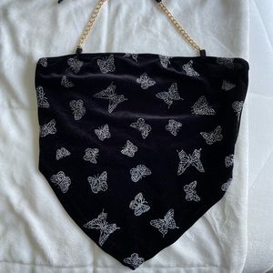 Butterfly velvet halter top